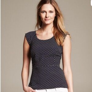 Banana Republic NWT Jacquard Back Cut Out Polka Dot Blouse Size 10